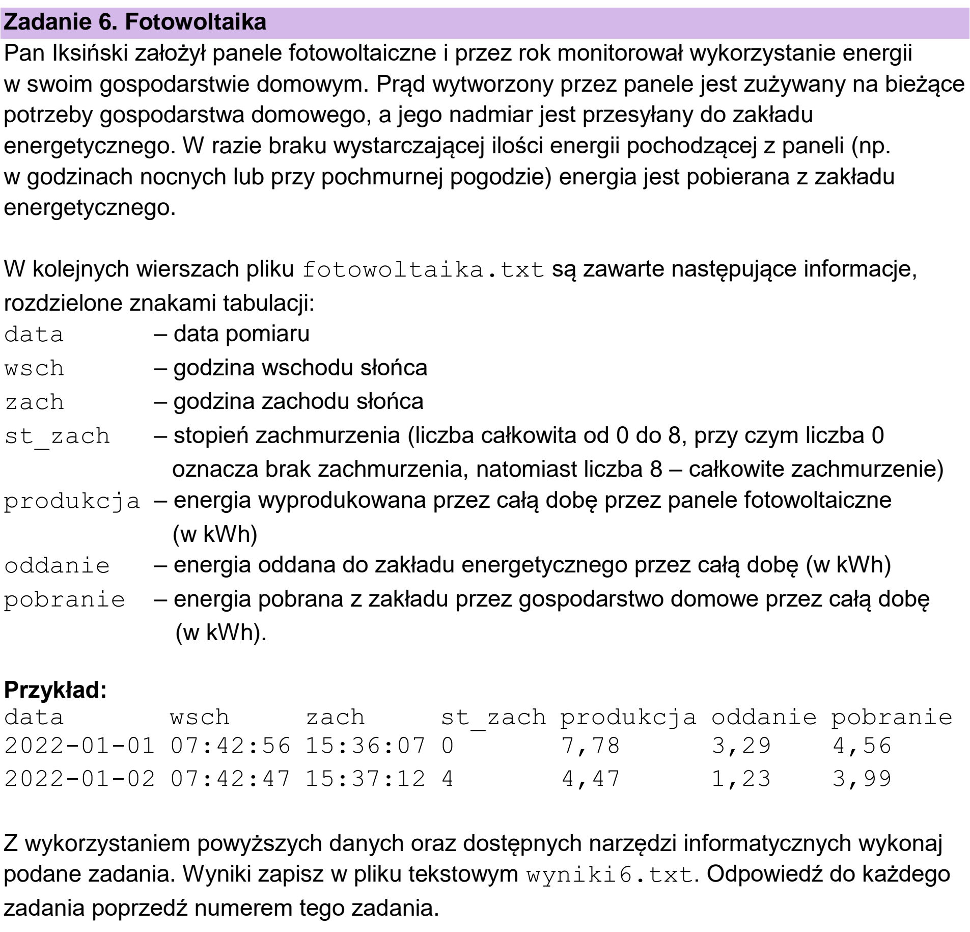 Matura dodatkowa, czerwiec 2025, wstęp zadania 6