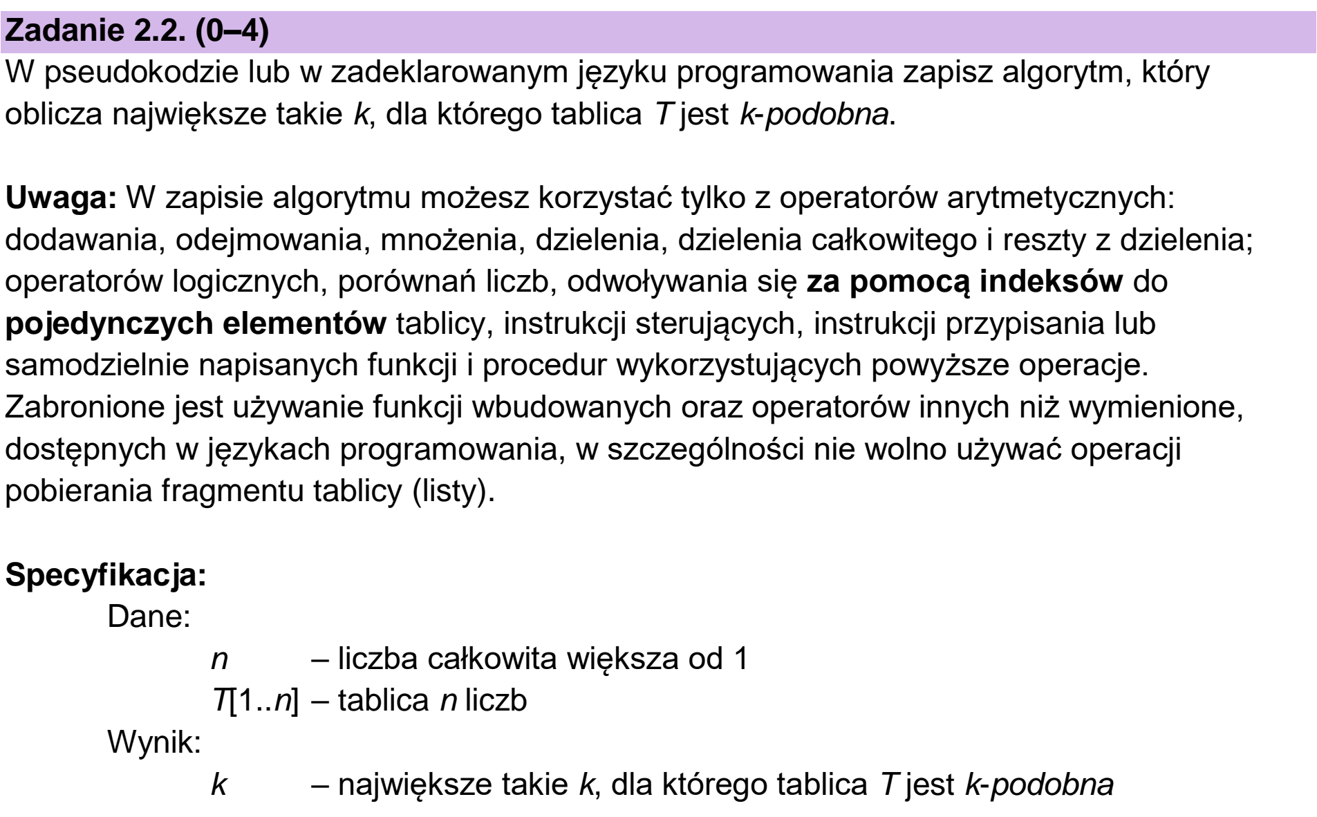 Matura dodatkowa, czerwiec 2026, zadanie 2.2