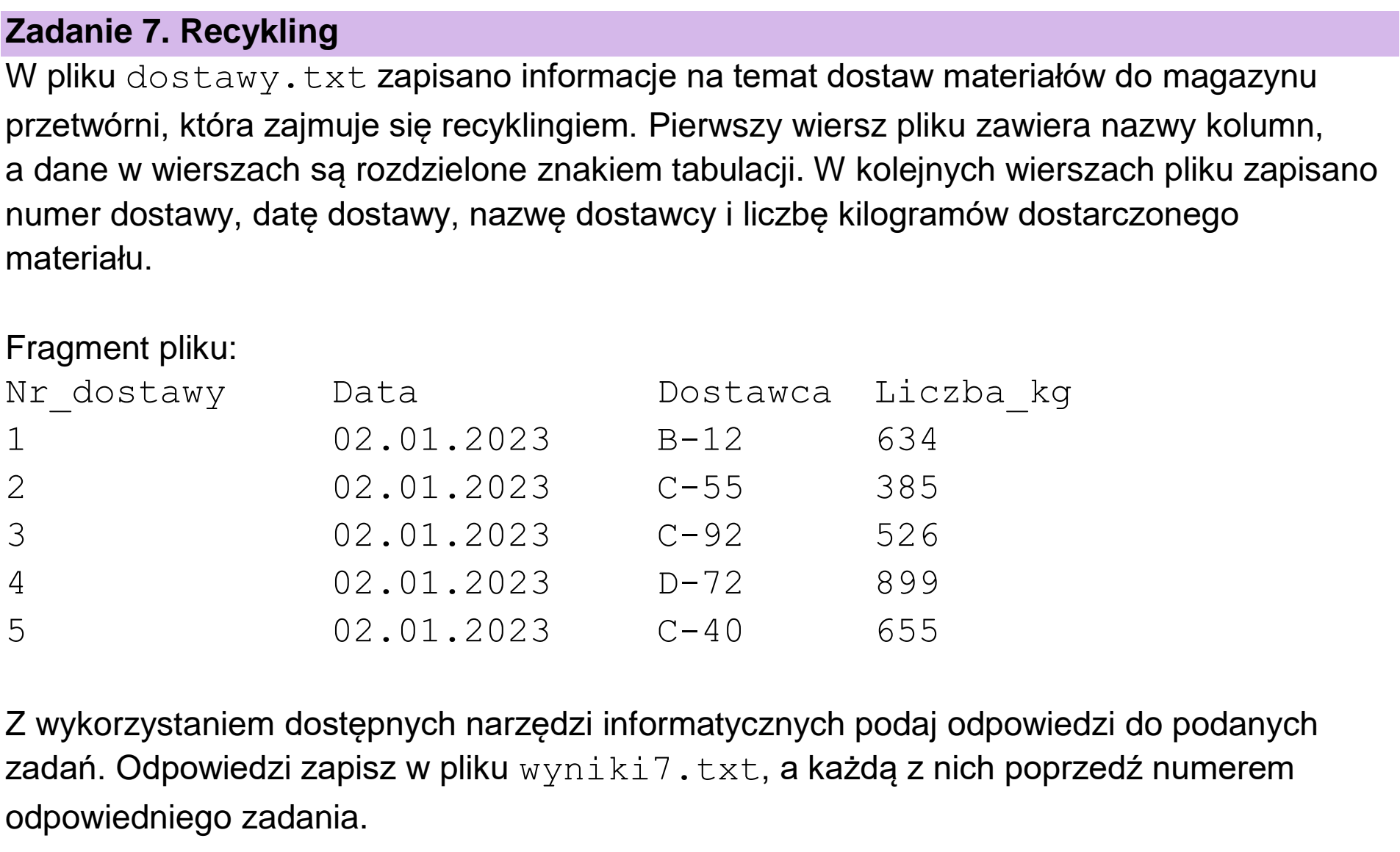 Matura dodatkowa, czerwiec 2026, wstęp zadania 7