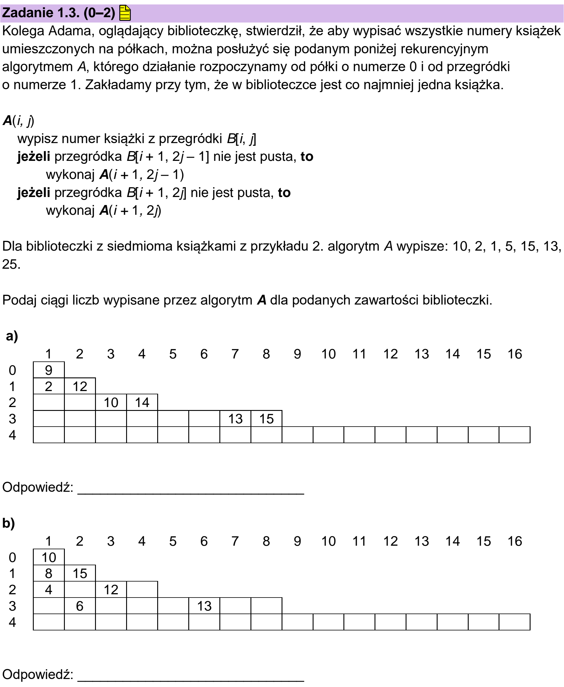 Matura, maj 2023, zadanie 1.3