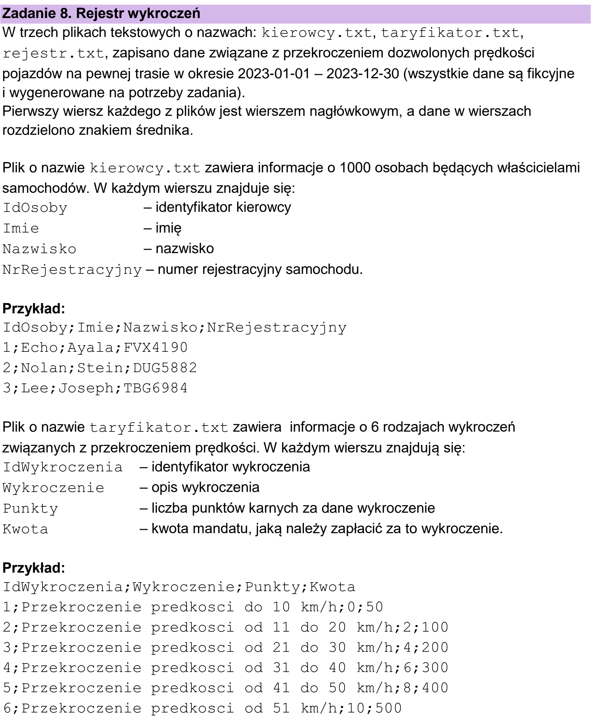 Matura, maj 2024, wstęp zadania 8, fragment 1