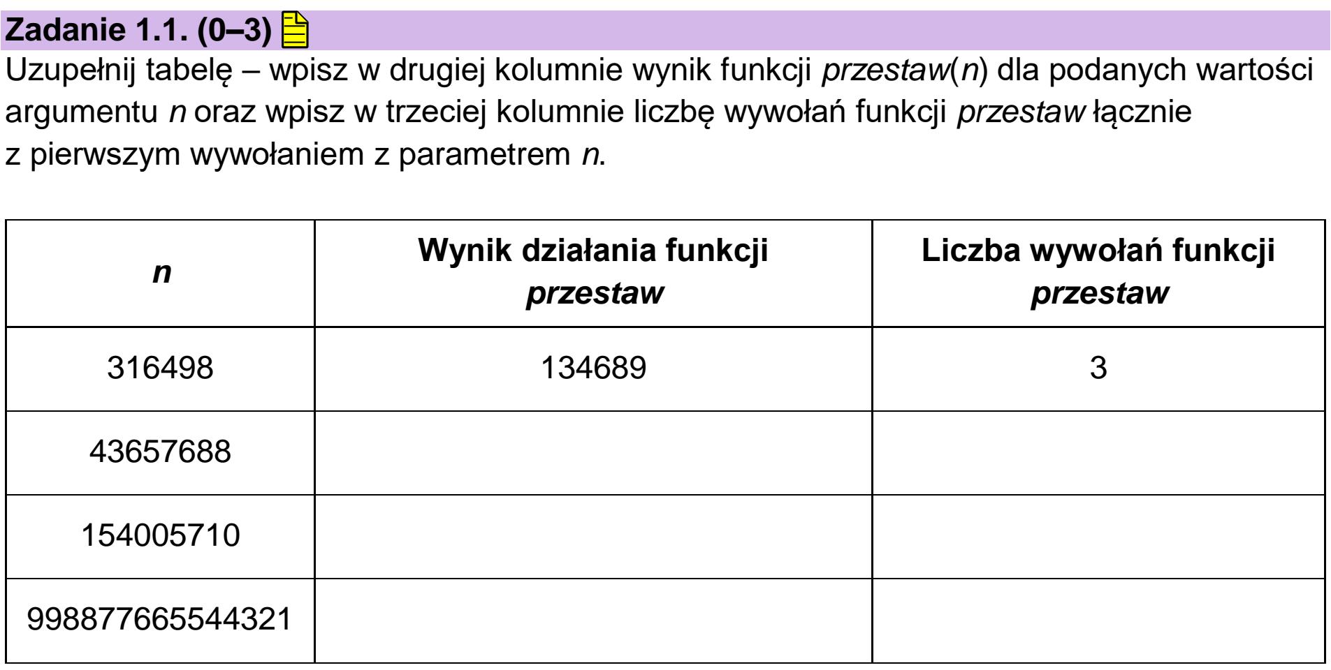 Matura, maj 2025, zadanie 1.1
