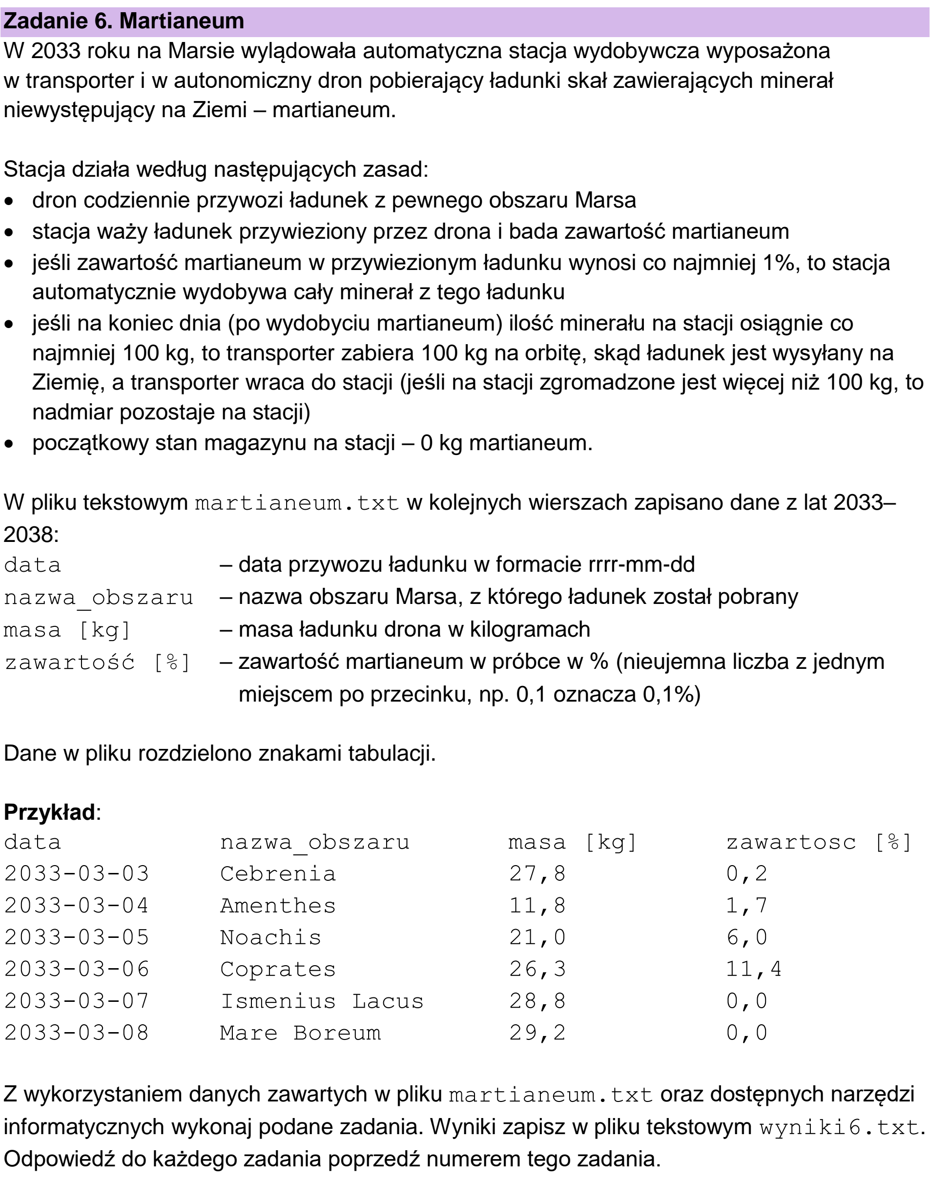 Matura, maj 2025, wstęp zadania 6