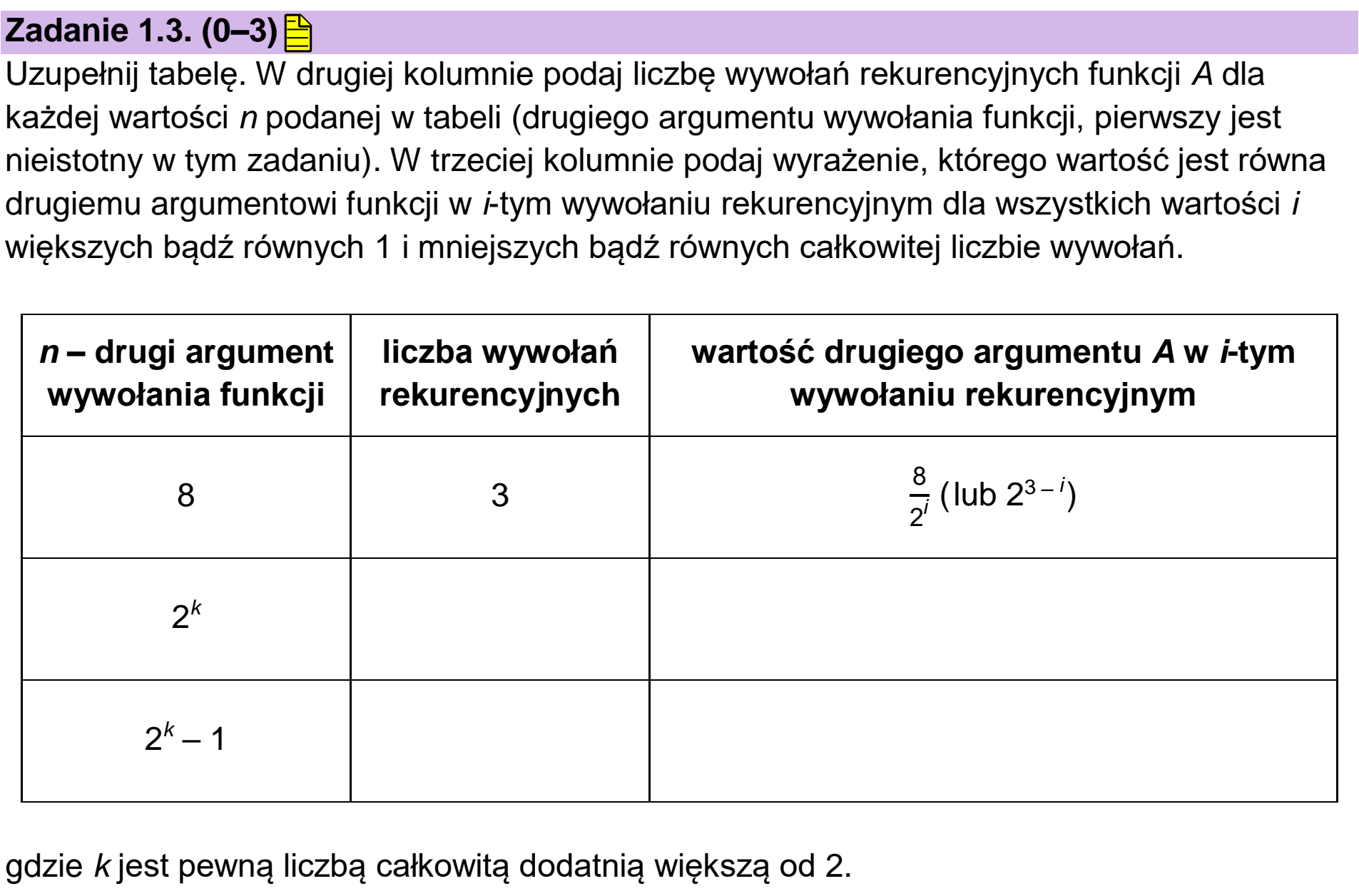 Matura, maj 2026, zadanie 1.3