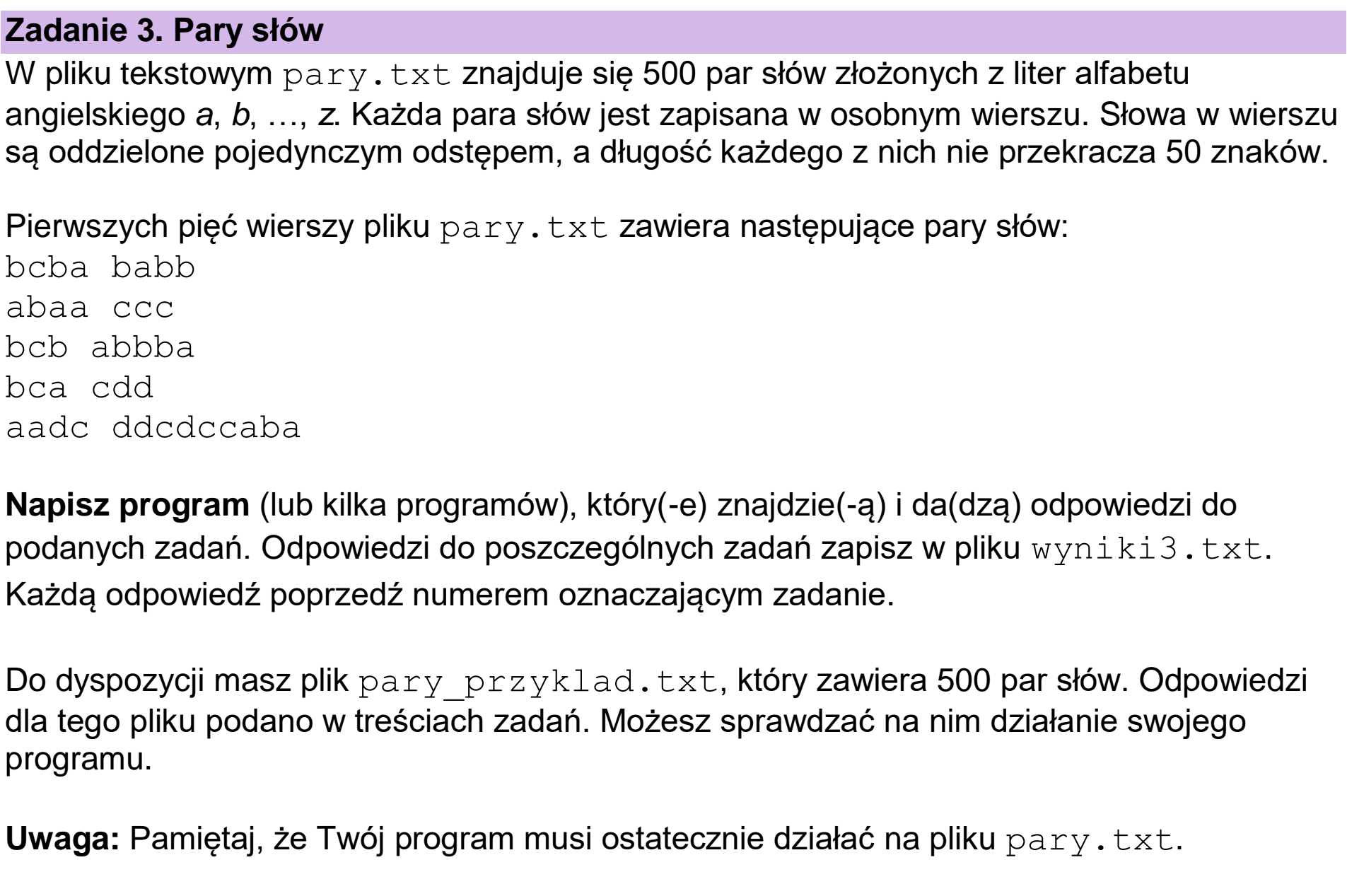 Matura, maj 2026, wstęp zadania 3