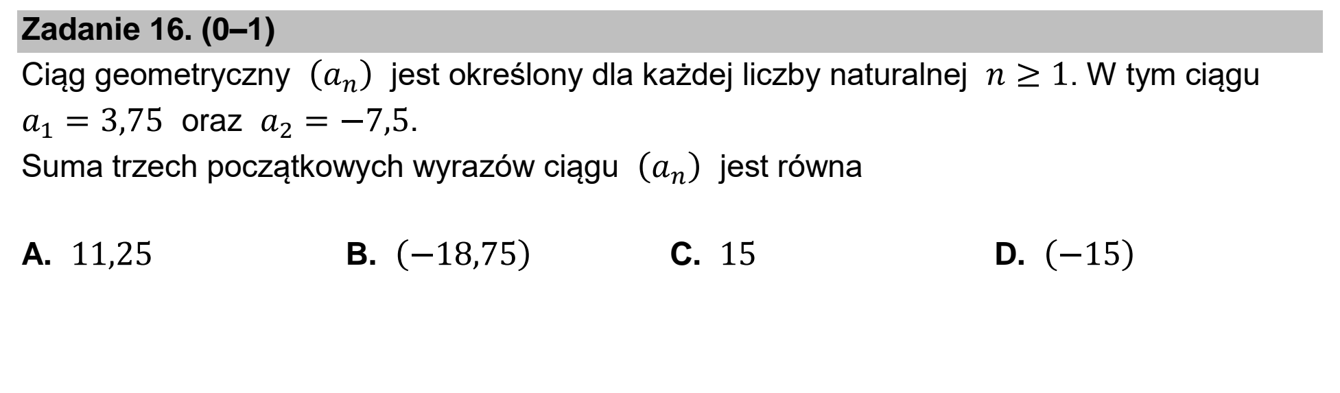 Matura dodatkowa, czerwiec 2023, podgląd zadania 16