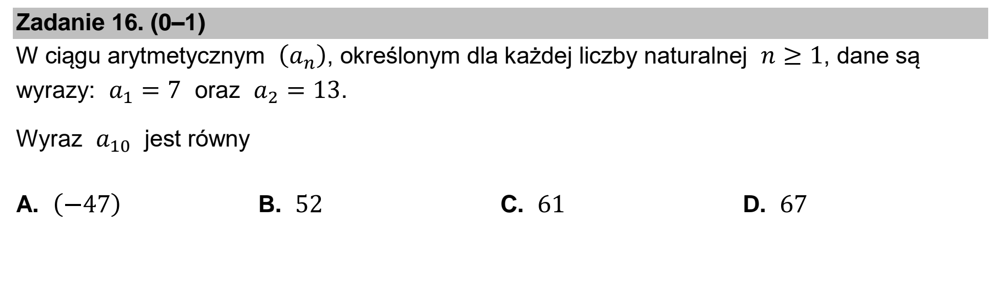 Matura dodatkowa, czerwiec 2024, podgląd zadania 16
