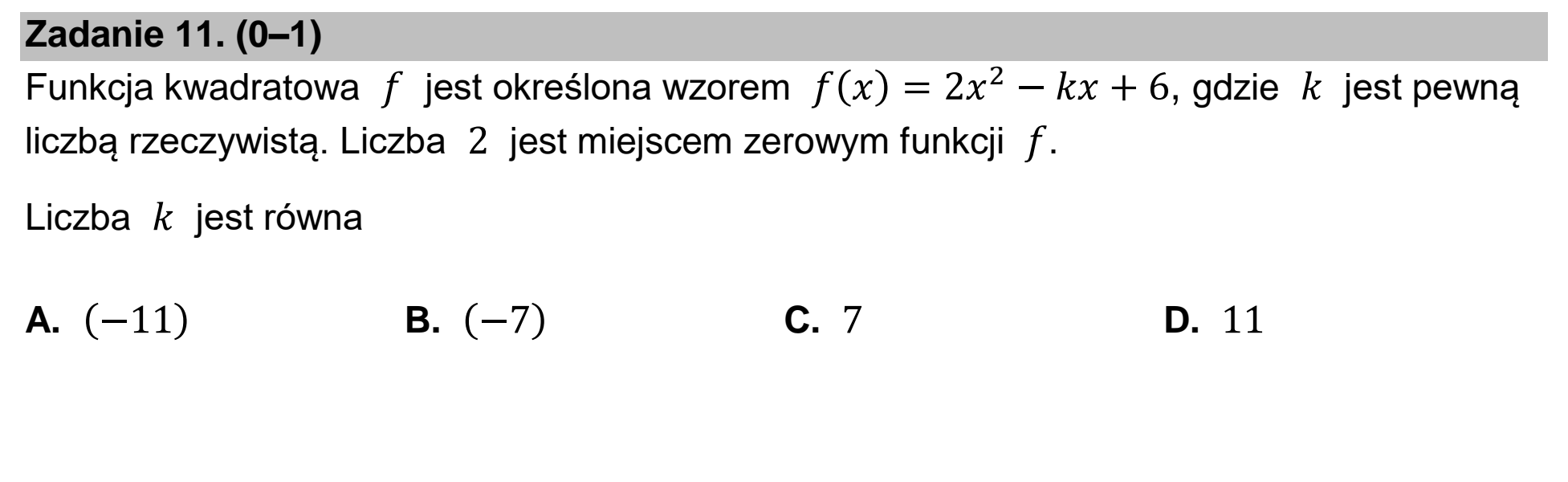 Matura dodatkowa, czerwiec 2026, podgląd zadania 11