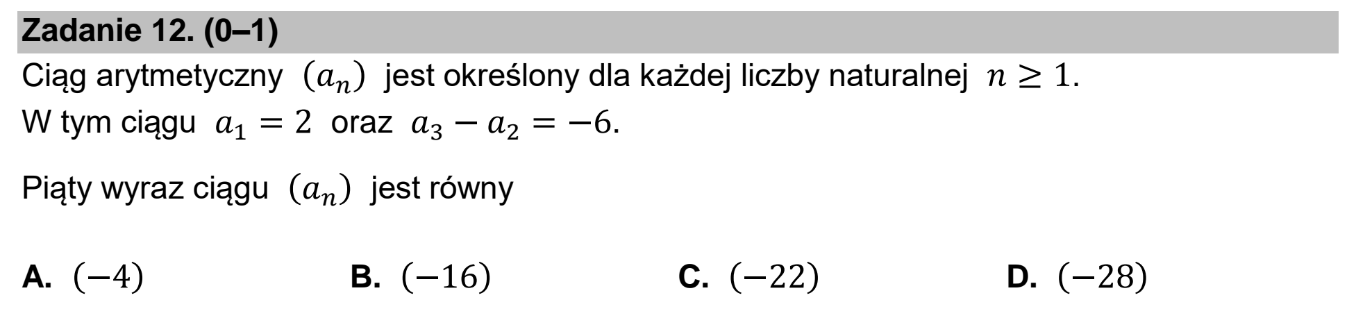 Matura dodatkowa, czerwiec 2026, podgląd zadania 12