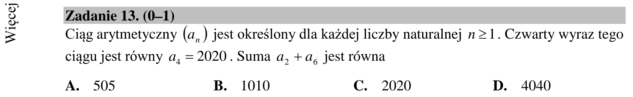 Matura dodatkowa, lipiec 2020, podgląd zadania 13