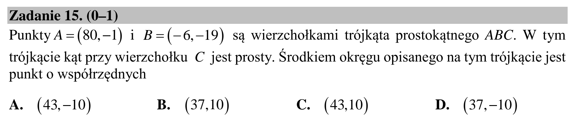 Matura dodatkowa, lipiec 2020, podgląd zadania 15