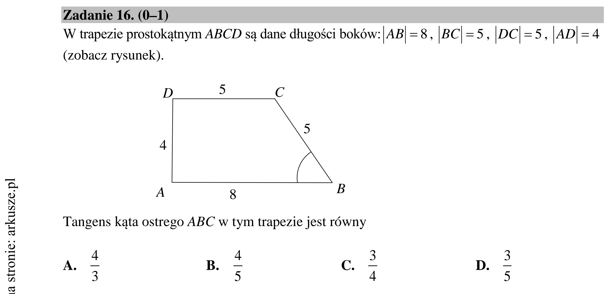 Matura dodatkowa, lipiec 2020, podgląd zadania 16
