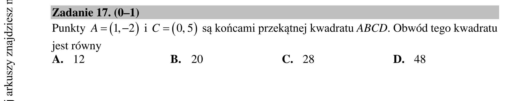 Matura dodatkowa, lipiec 2020, podgląd zadania 17