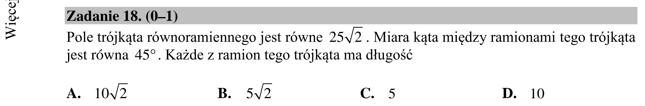 Matura dodatkowa, lipiec 2020, podgląd zadania 18