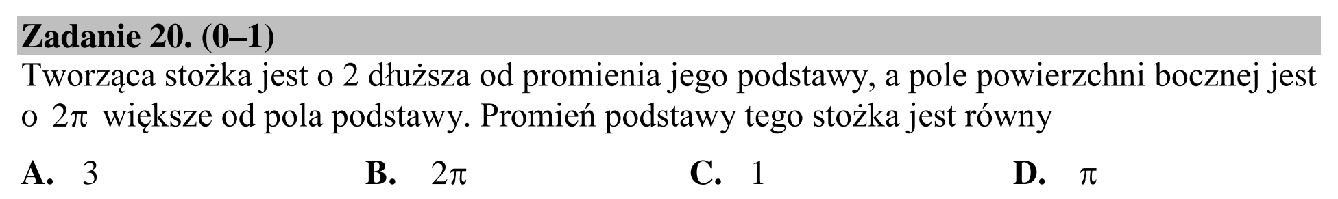 Matura dodatkowa, lipiec 2020, podgląd zadania 20