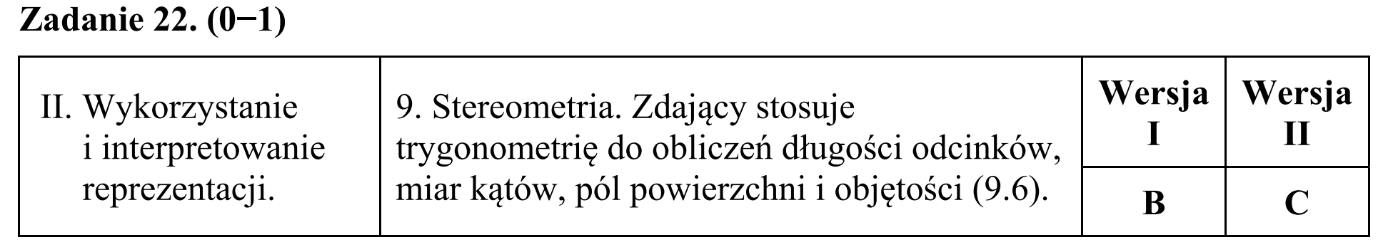 Matura, maj 2015, odpowiedź do zadania 22