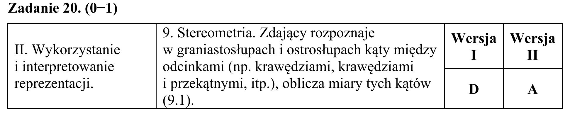 Matura, maj 2018, odpowiedź do zadania 20