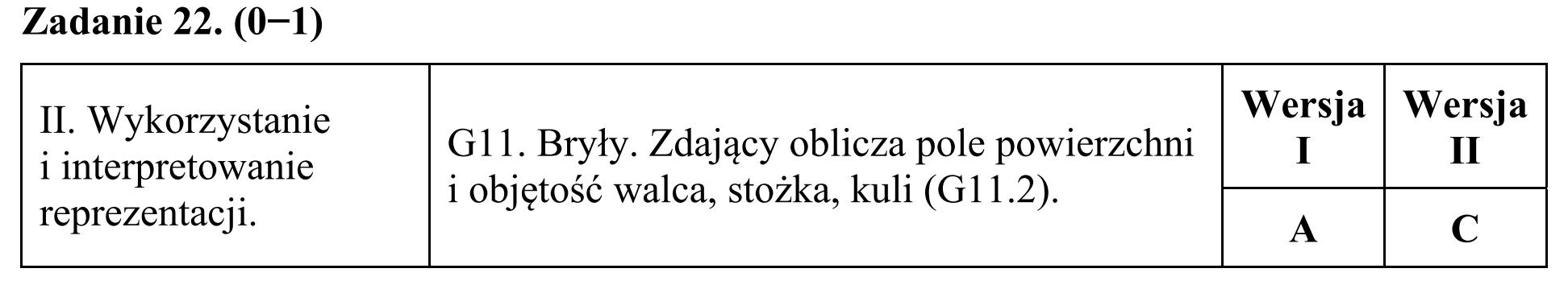 Matura, maj 2018, odpowiedź do zadania 22