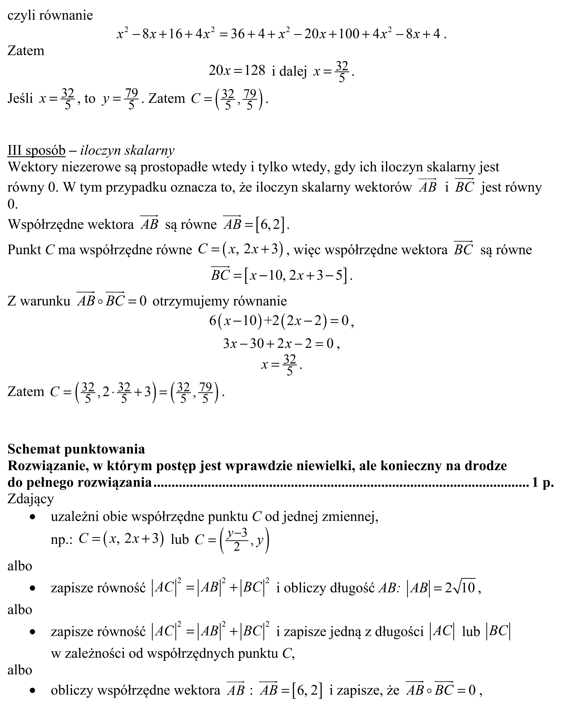 Matura, maj 2018, odpowiedź do zadania 32, fragment 2