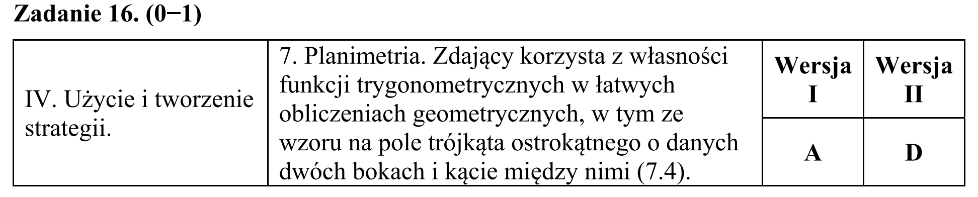 Matura, maj 2019, odpowiedź do zadania 16