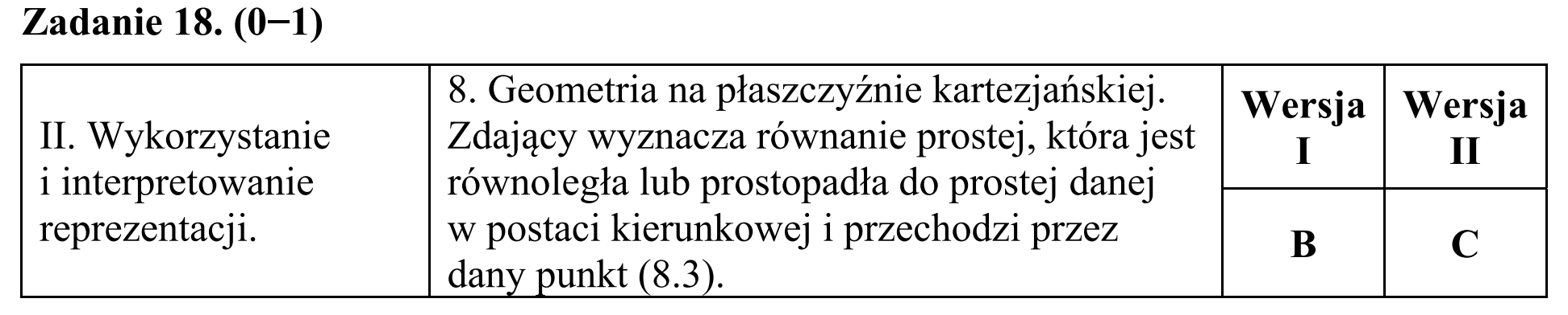 Matura, maj 2019, odpowiedź do zadania 18