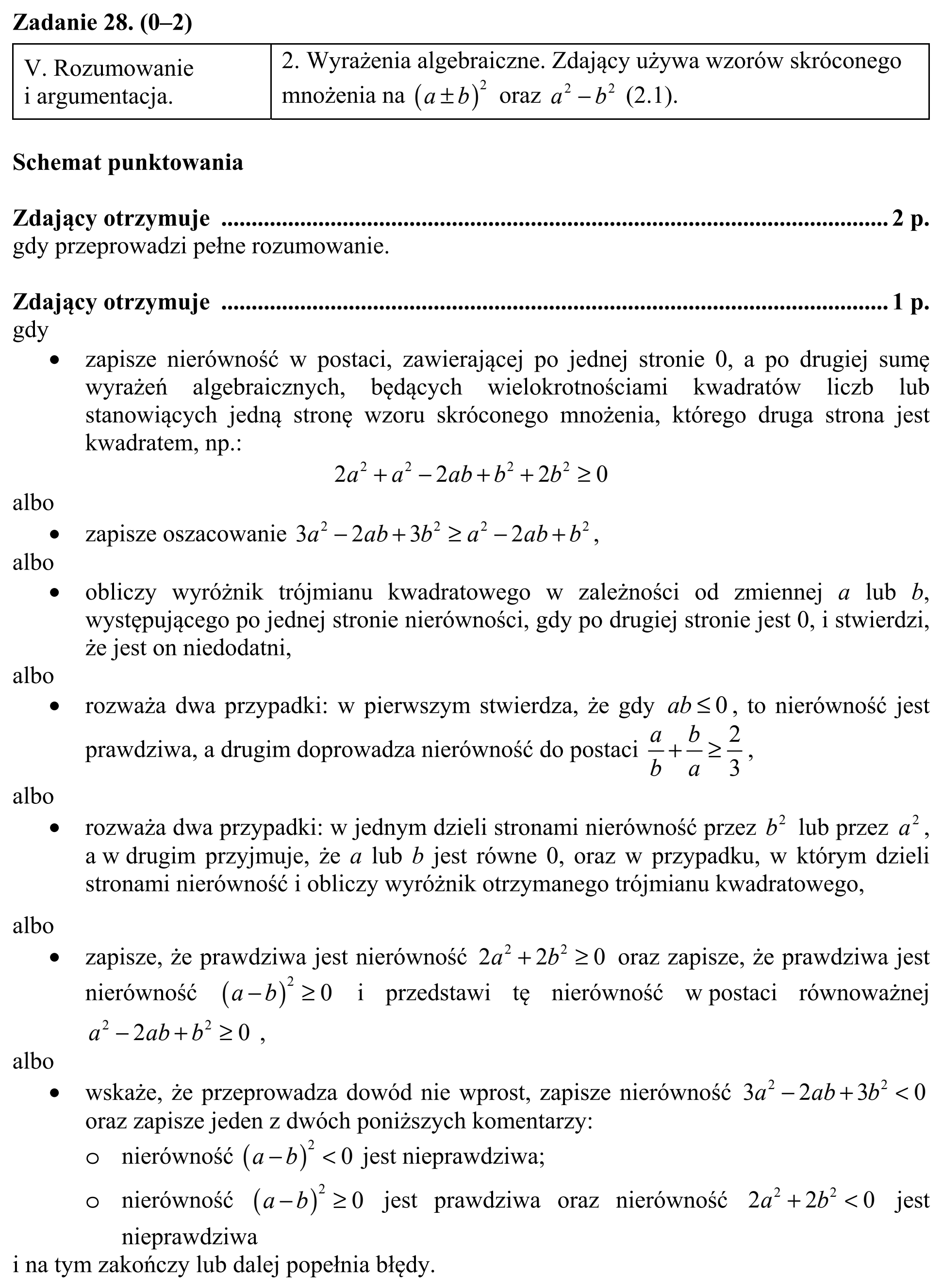 Matura, maj 2019, odpowiedź do zadania 28, fragment 1