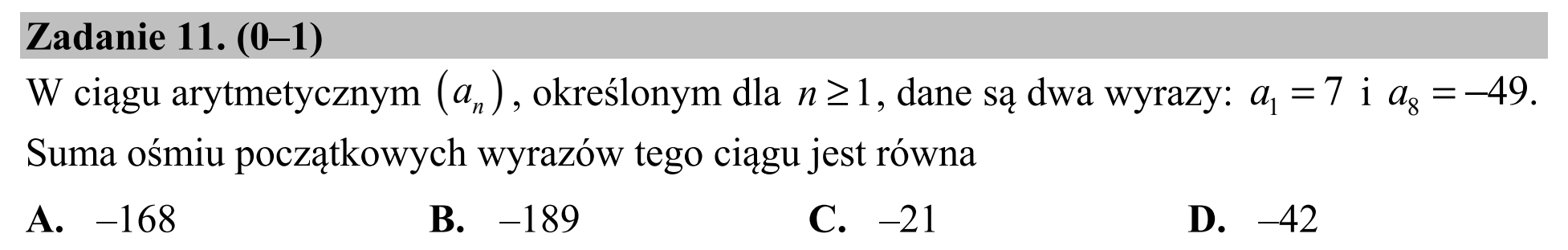Matura, maj 2019, podgląd zadania 11