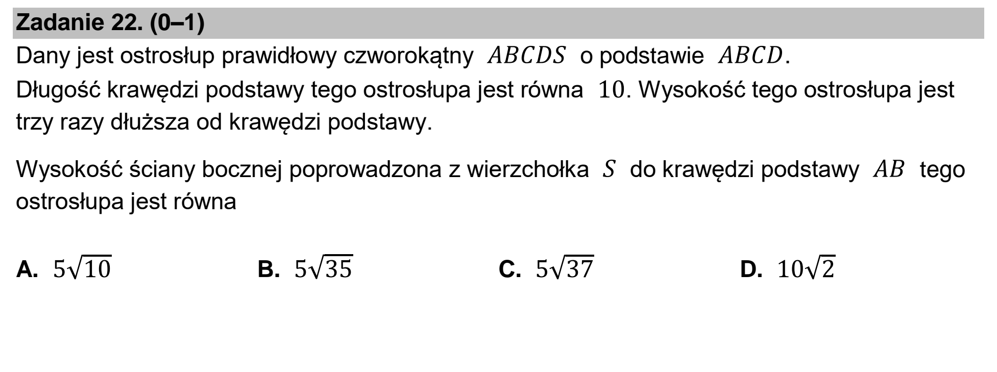 Matura, maj 2025, podgląd zadania 22