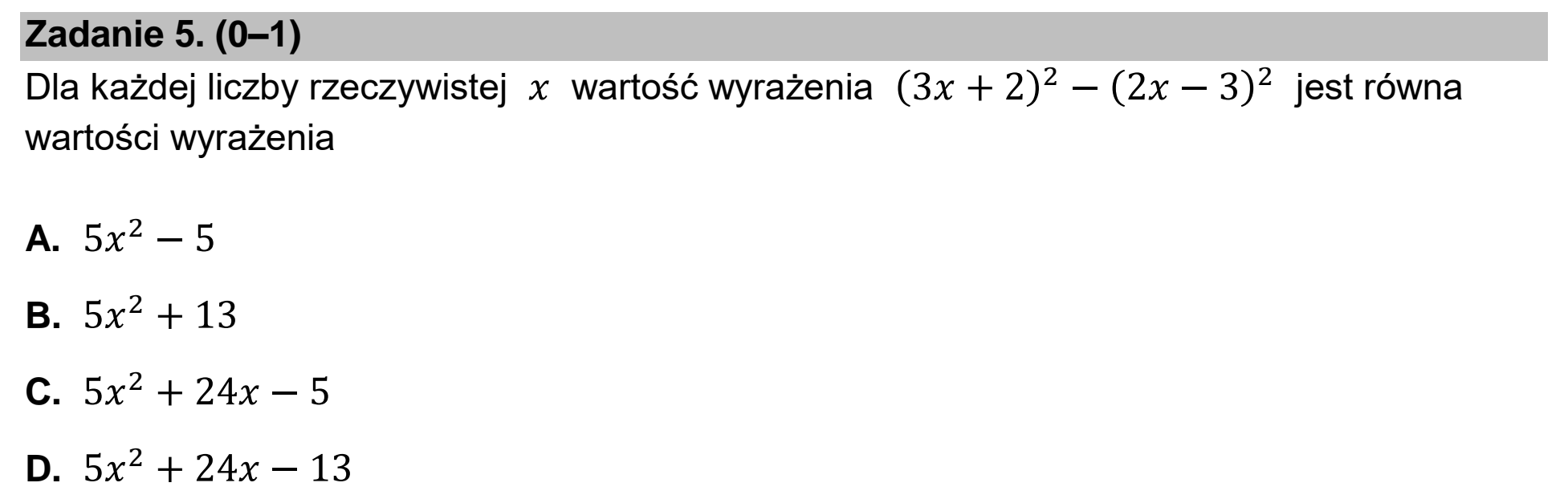 Matura, maj 2025, podgląd zadania 5