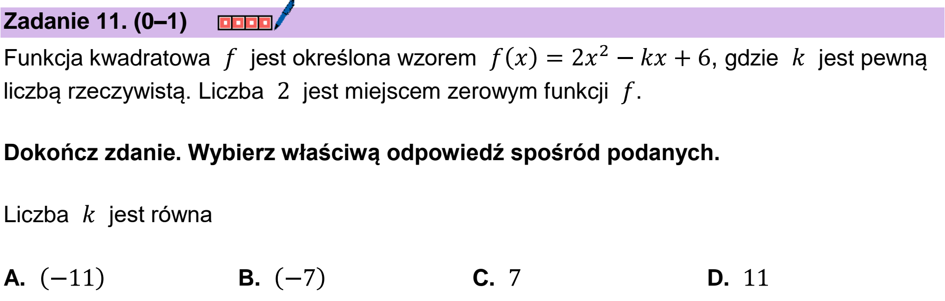 Matura dodatkowa, czerwiec 2026, podgląd zadania 11
