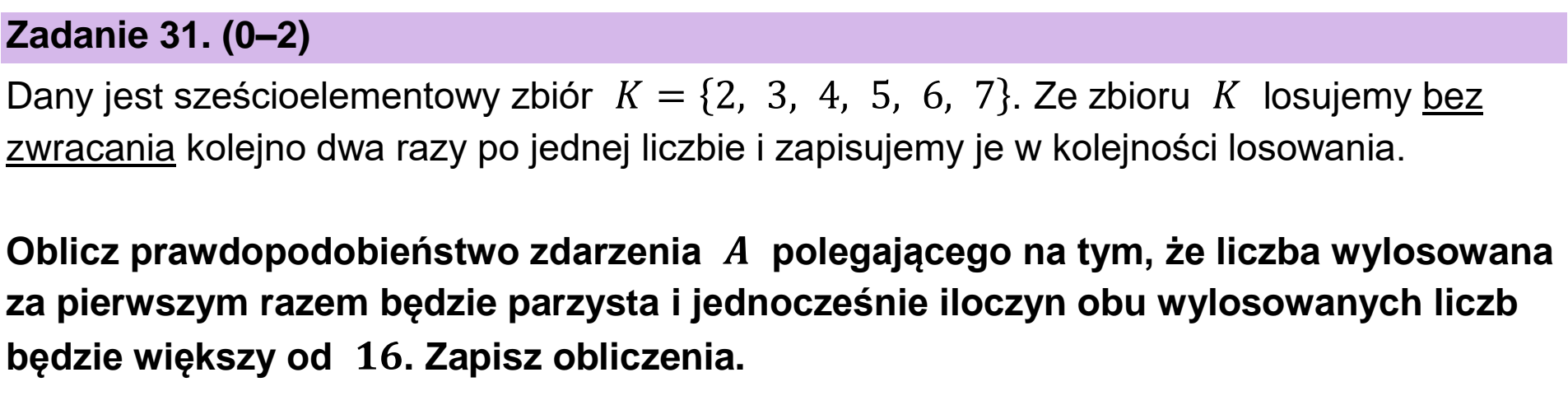 Matura dodatkowa, czerwiec 2026, podgląd zadania 31