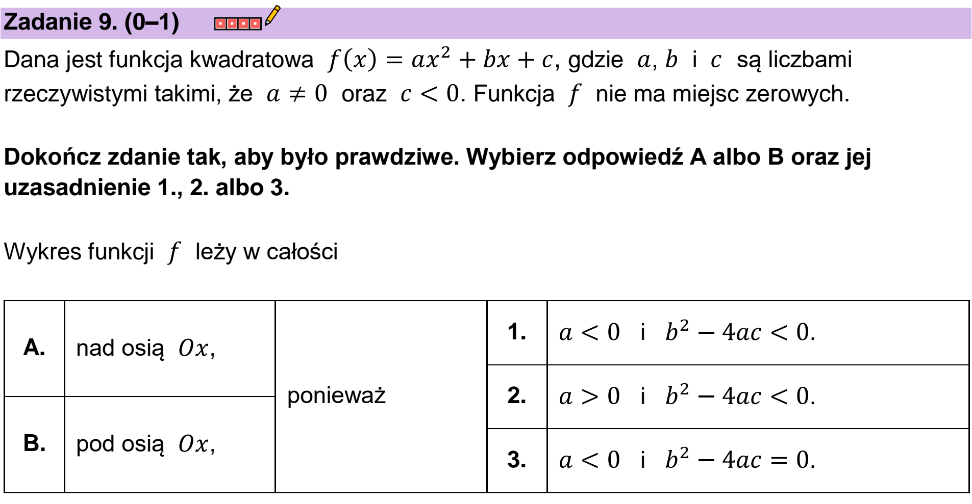 Matura próbna, grudzien 2022, podgląd zadania 9