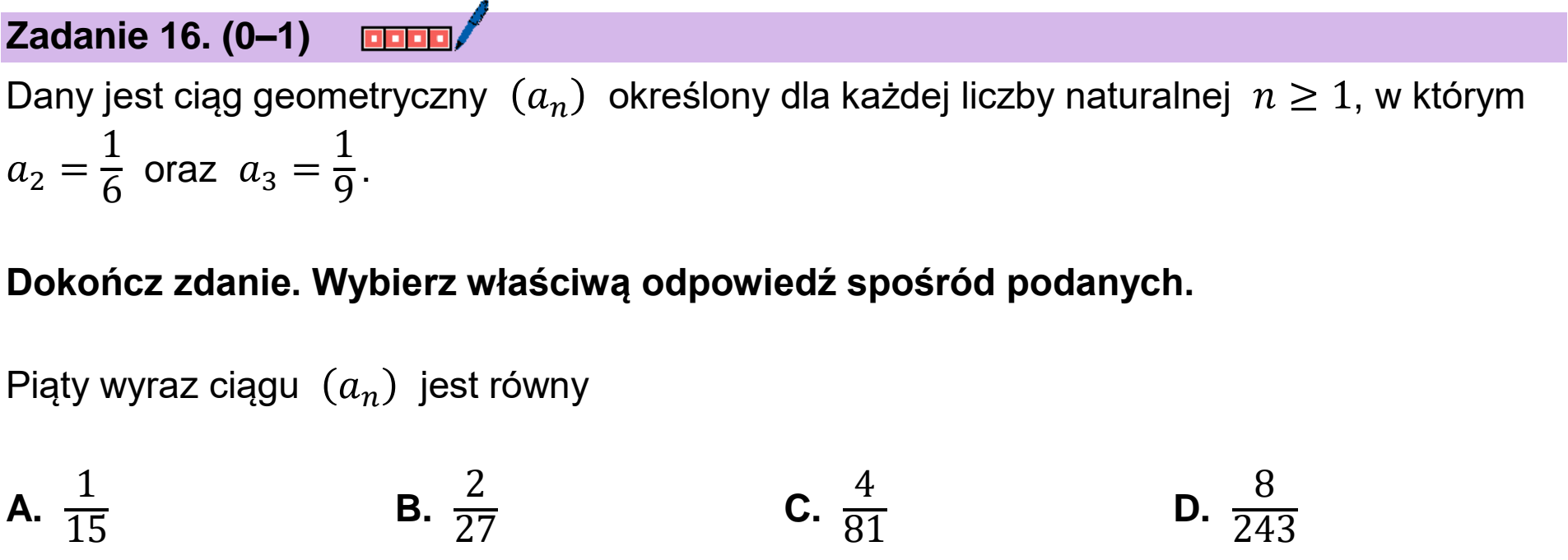 Matura próbna, grudzien 2024, podgląd zadania 16