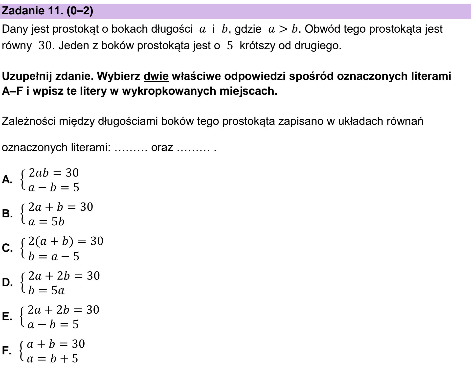 Matura, maj 2023, podgląd zadania 11