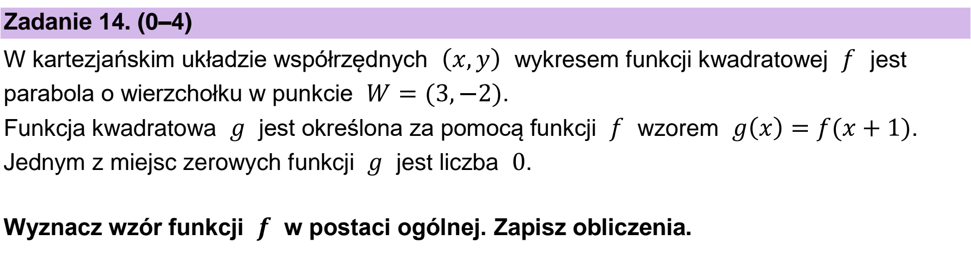 Matura, maj 2026, podgląd zadania 14