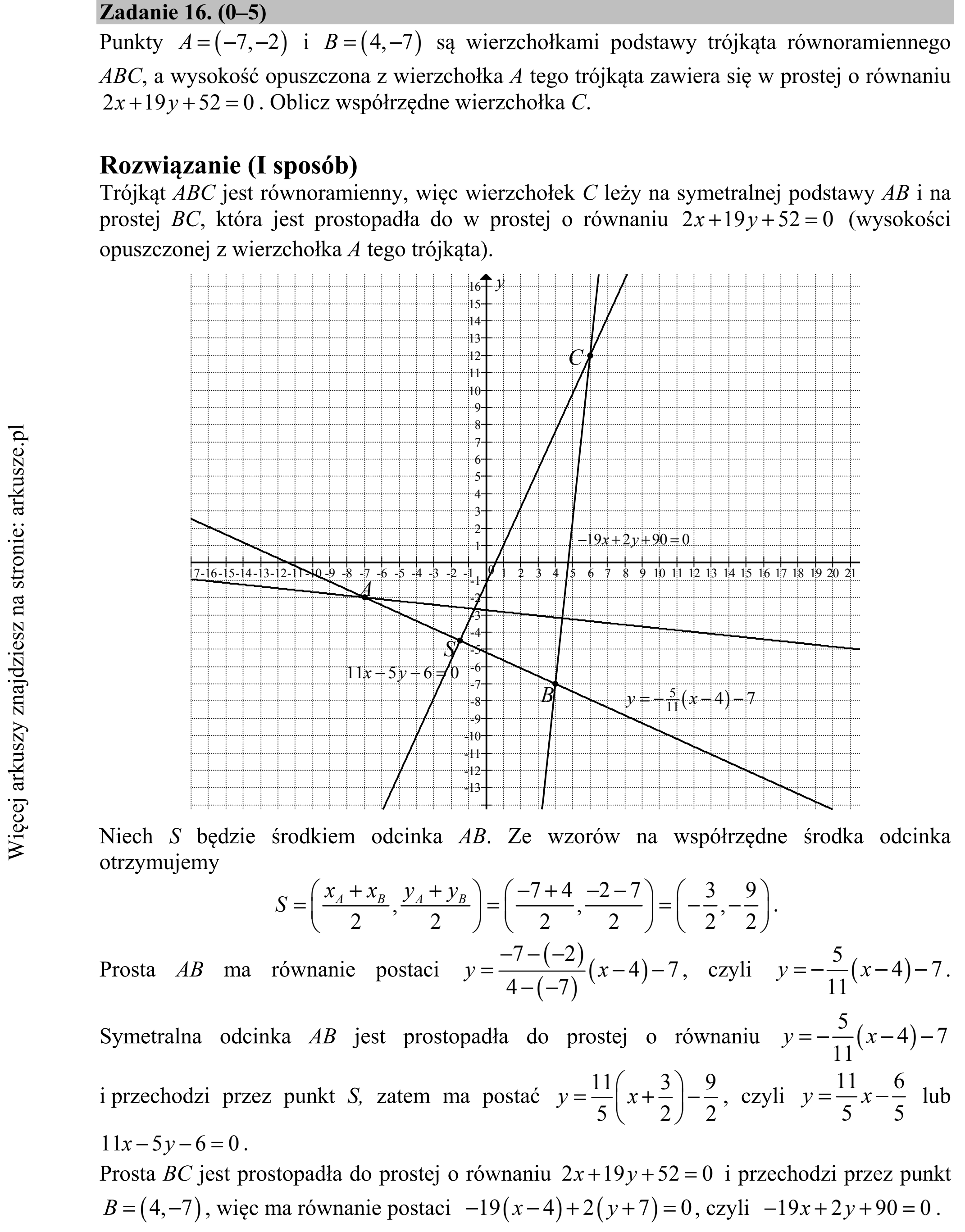 Matura dodatkowa, czerwiec 2016, odpowiedź do zadania 16, fragment 1