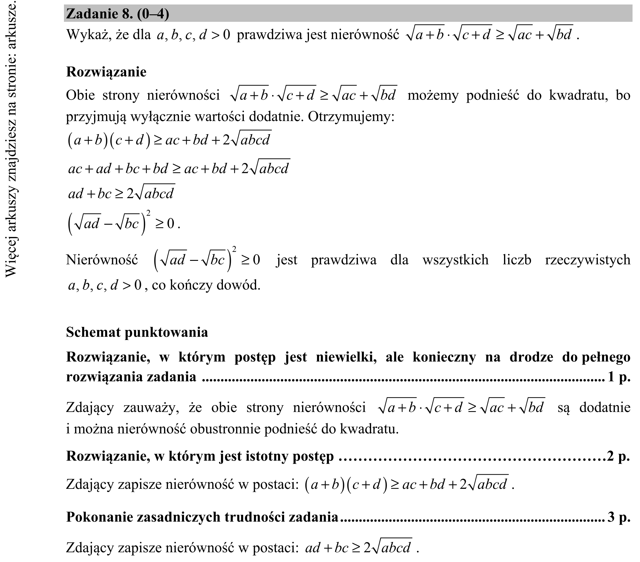 Matura dodatkowa, czerwiec 2016, odpowiedź do zadania 8, fragment 1
