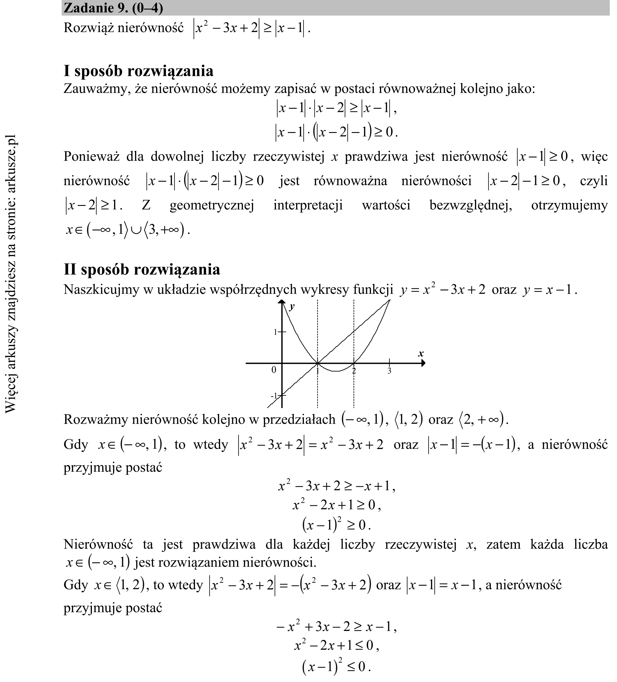 Matura dodatkowa, czerwiec 2016, odpowiedź do zadania 9, fragment 1