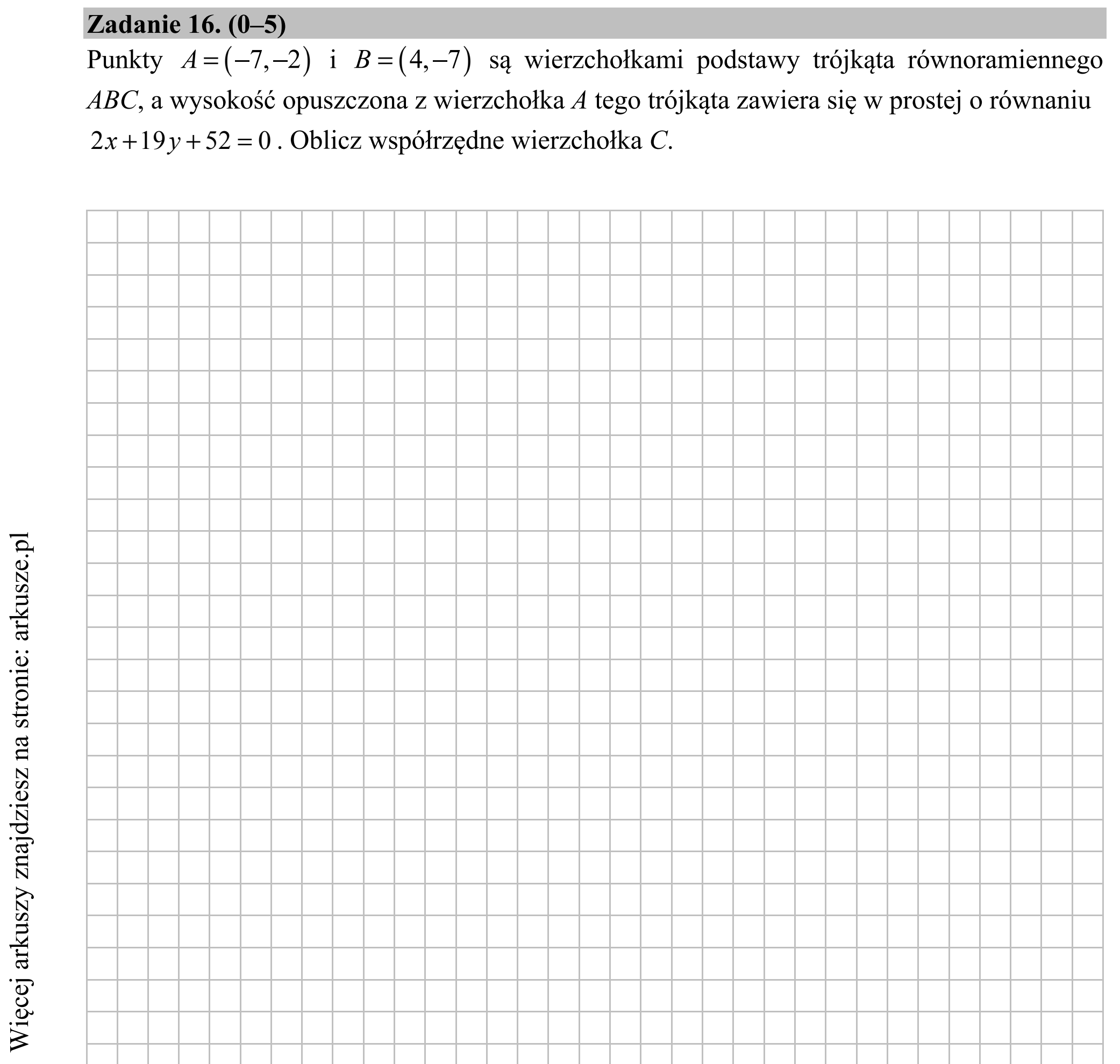 Matura dodatkowa, czerwiec 2016, podgląd zadania 16