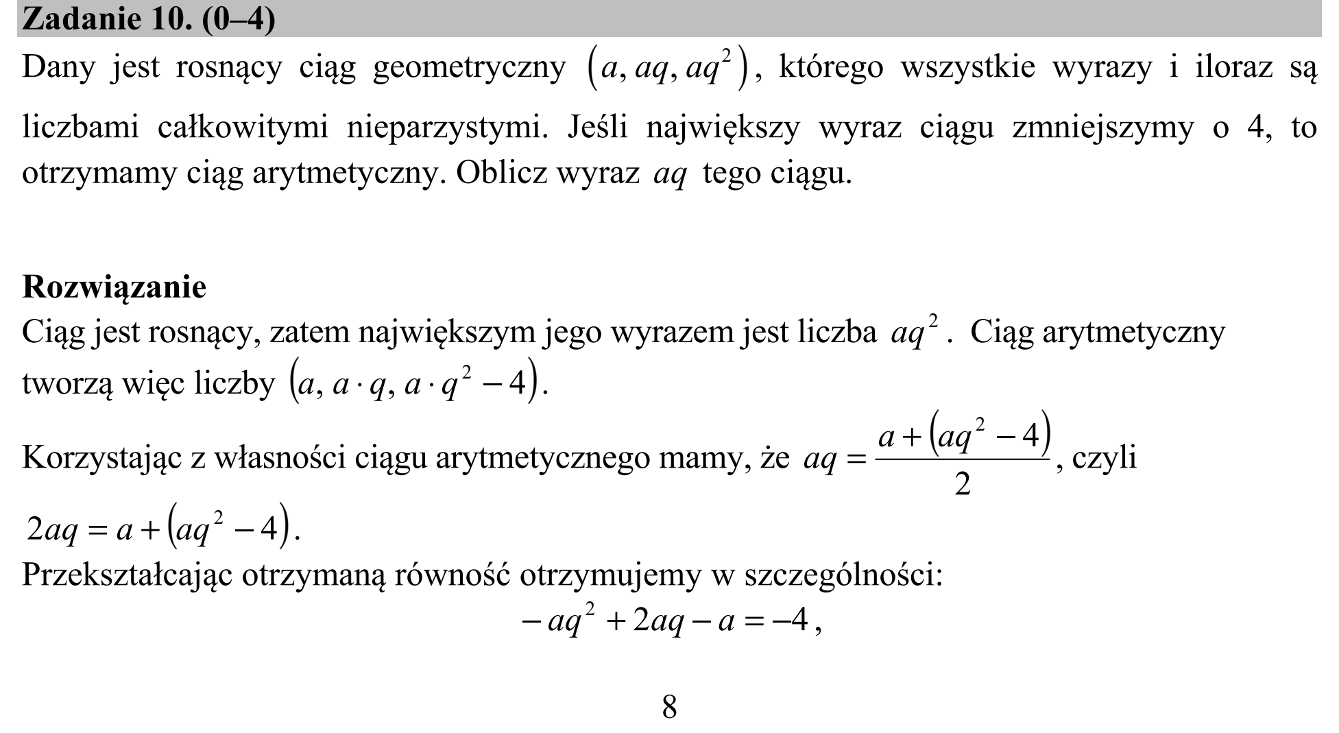 Matura dodatkowa, czerwiec 2018, odpowiedź do zadania 10, fragment 1