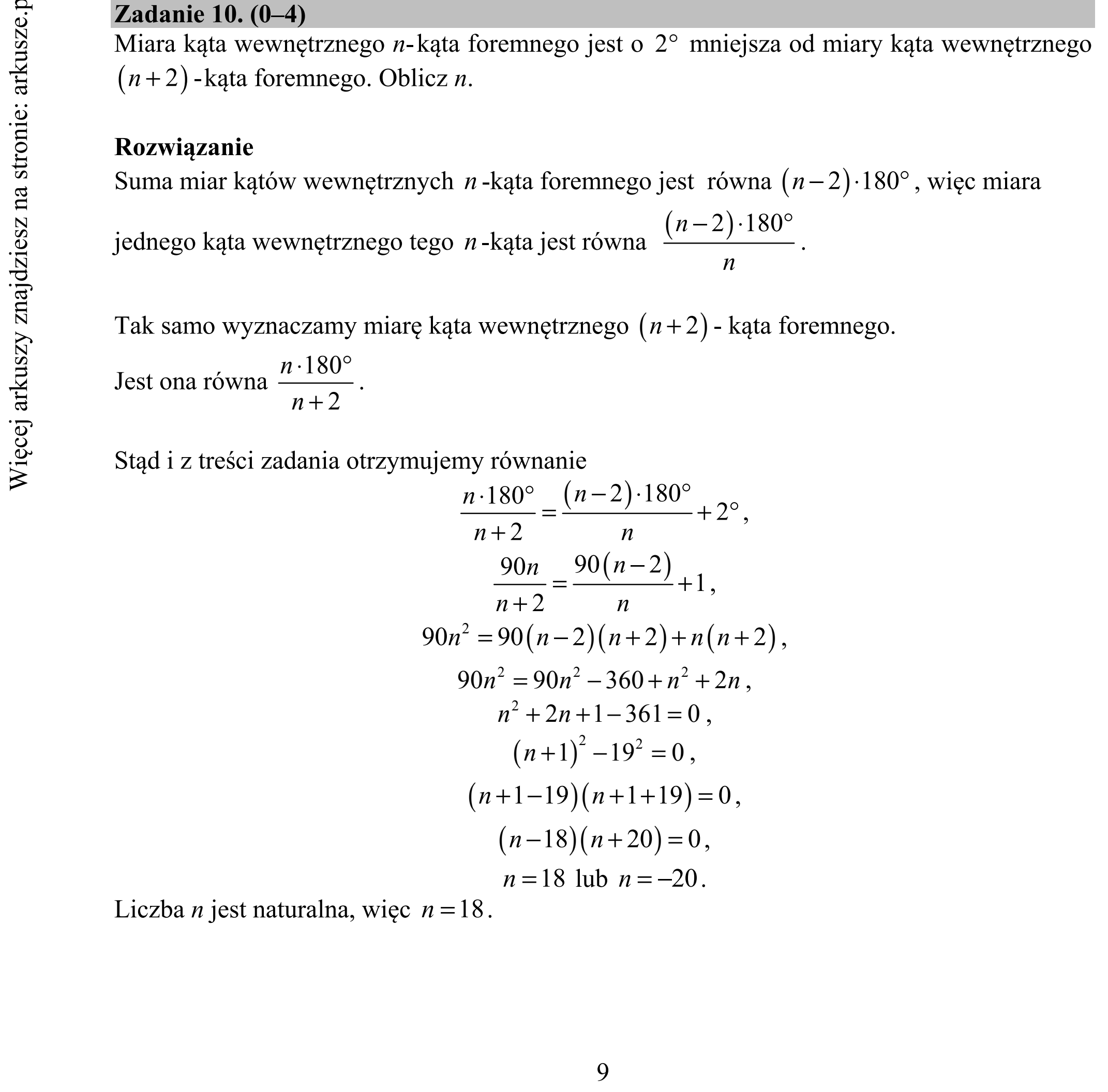 Matura dodatkowa, czerwiec 2019, odpowiedź do zadania 10, fragment 1