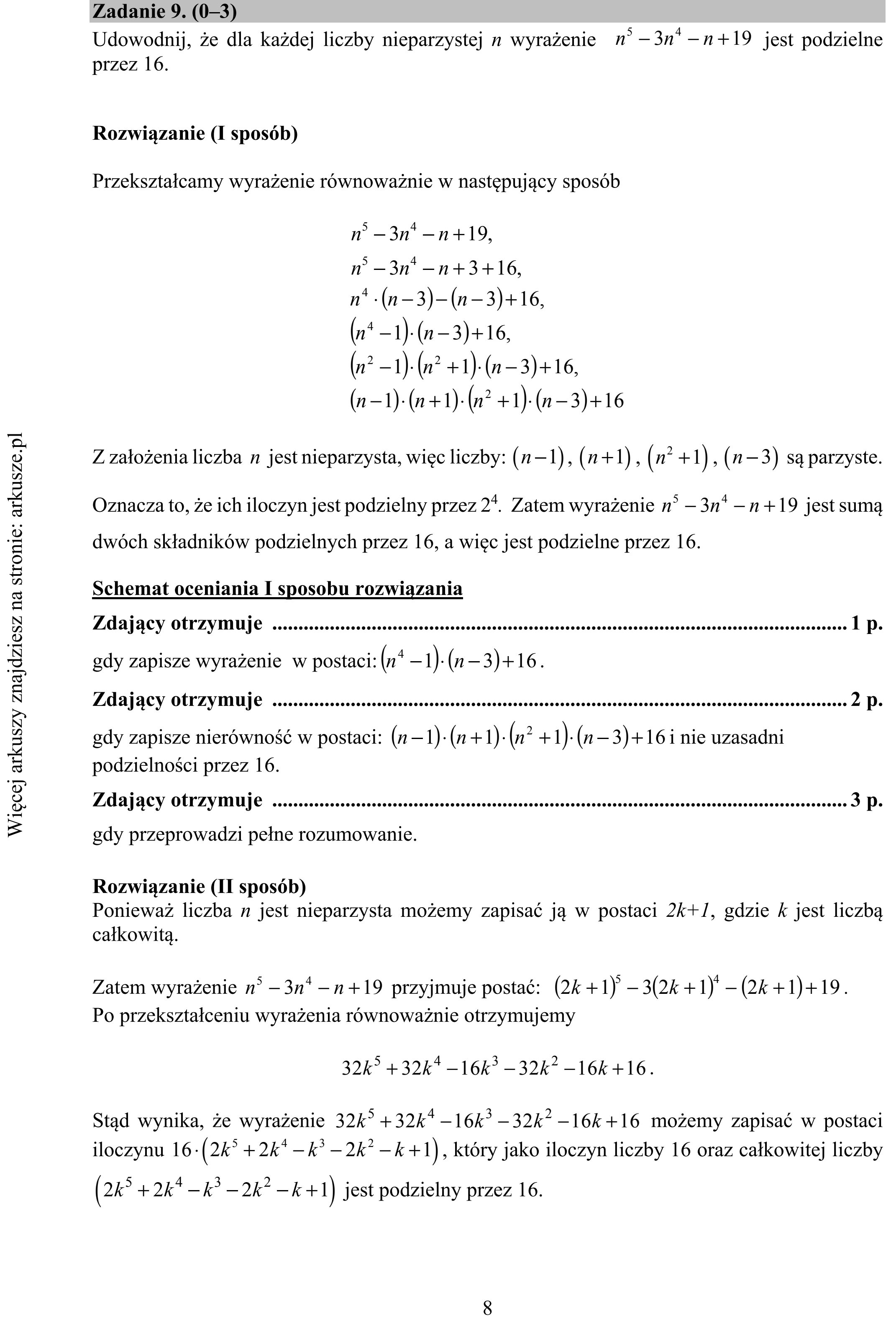 Matura dodatkowa, czerwiec 2019, odpowiedź do zadania 9, fragment 1