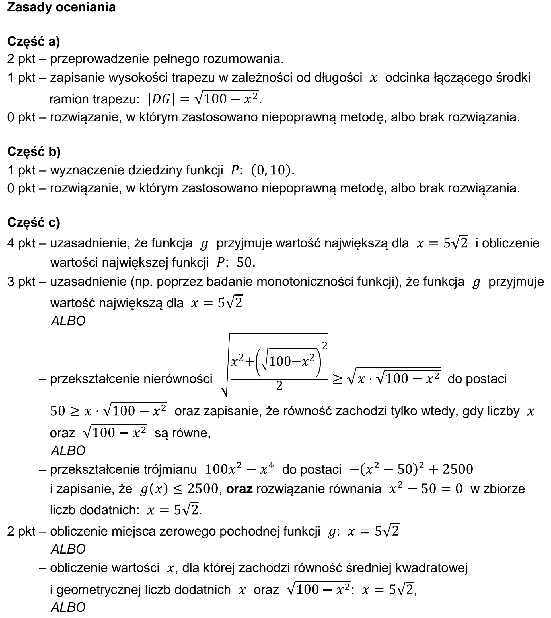 Matura dodatkowa, czerwiec 2024, odpowiedź do zadania 15