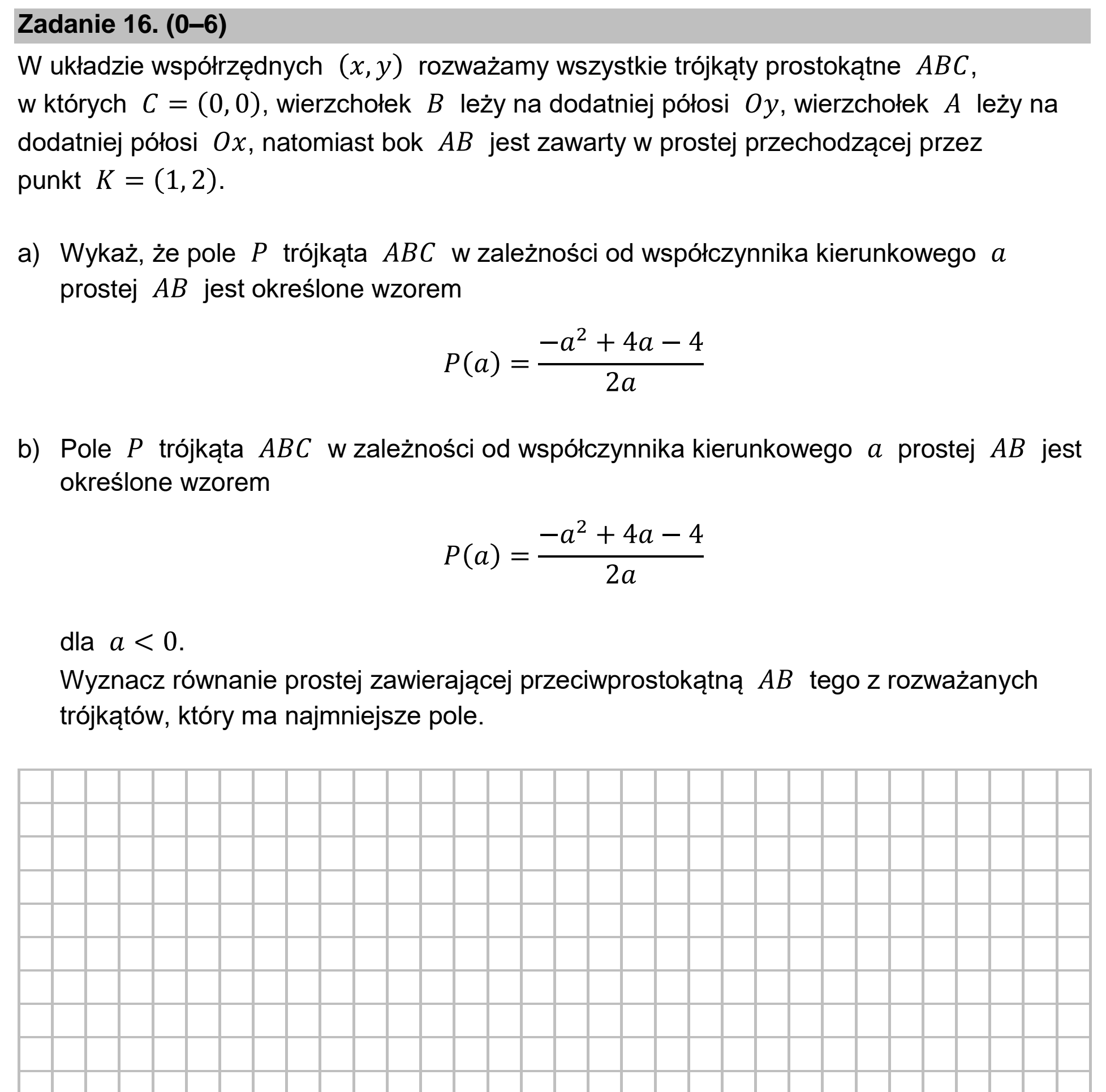Matura dodatkowa, czerwiec 2026, podgląd zadania 16