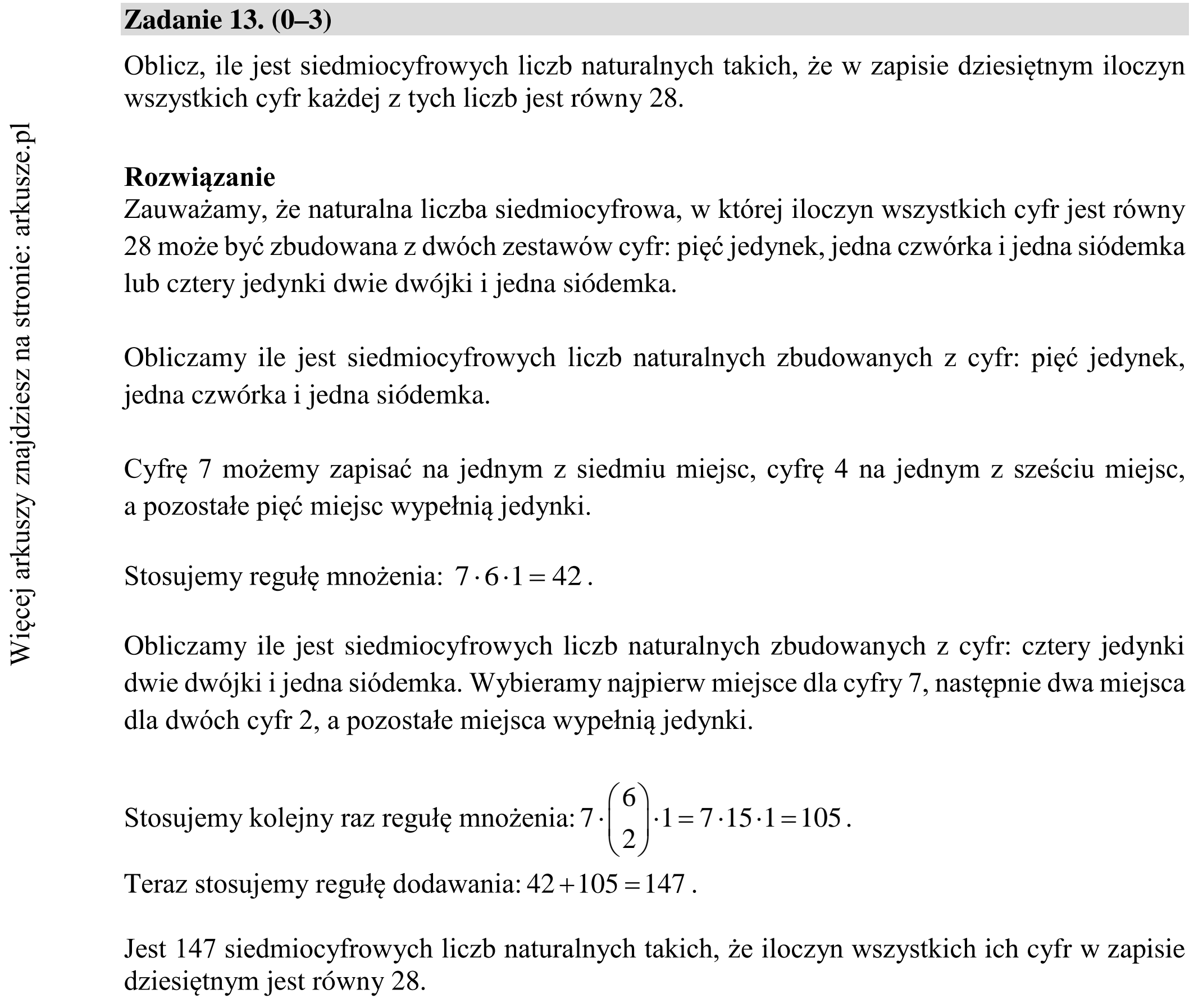 Matura dodatkowa, lipiec 2020, odpowiedź do zadania 13