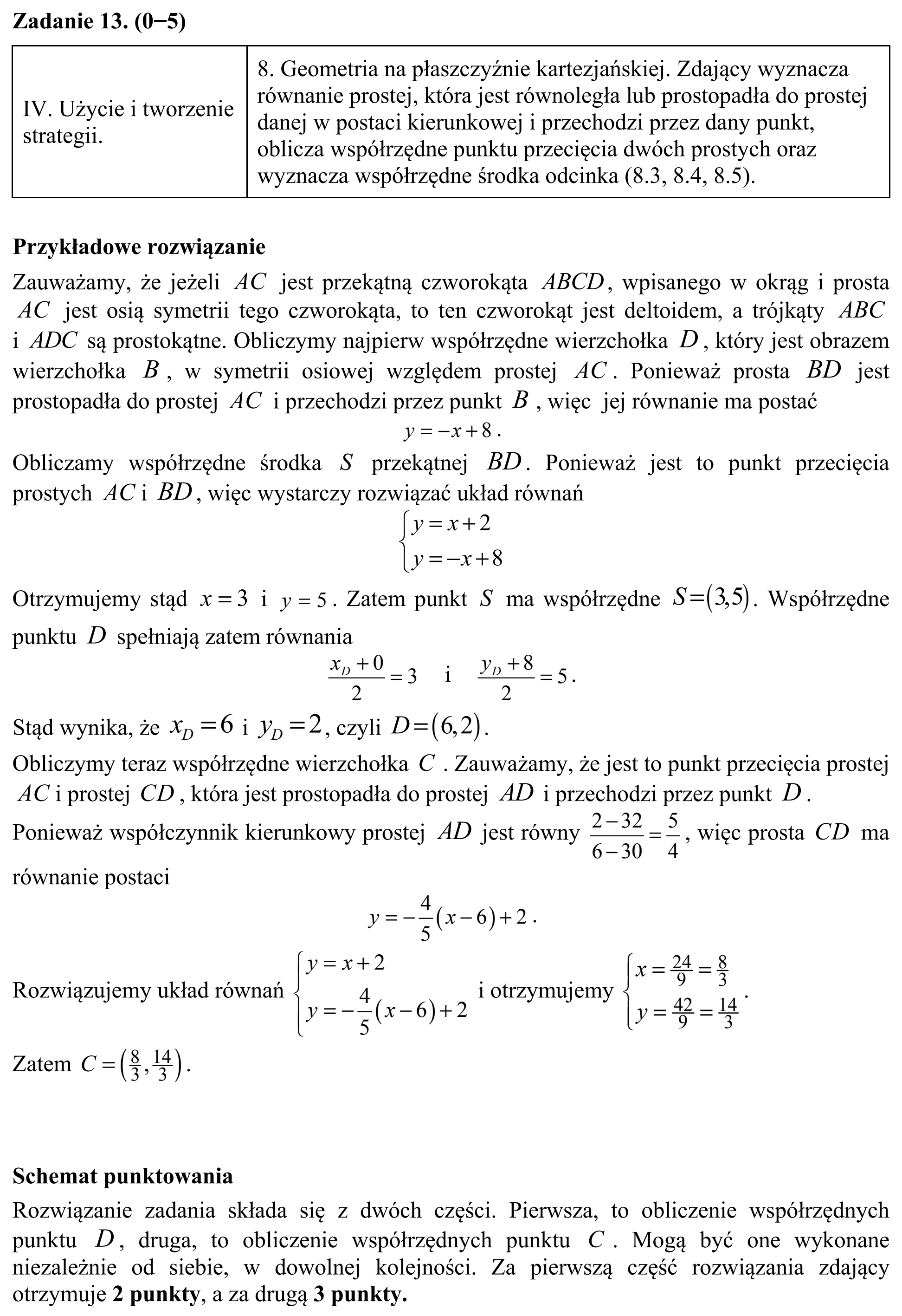 Matura, maj 2016, odpowiedź do zadania 13, fragment 1