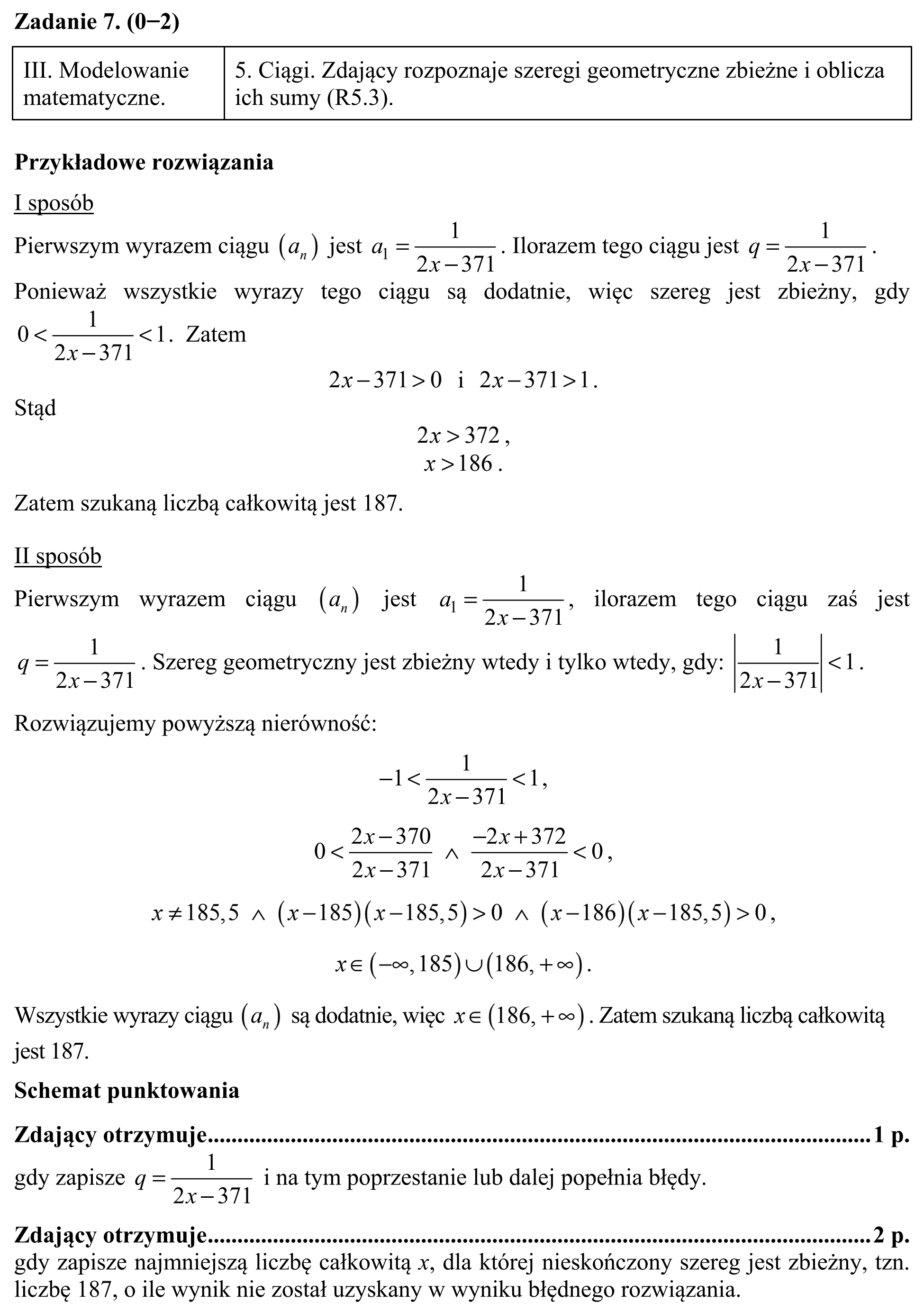Matura, maj 2016, odpowiedź do zadania 7, fragment 1