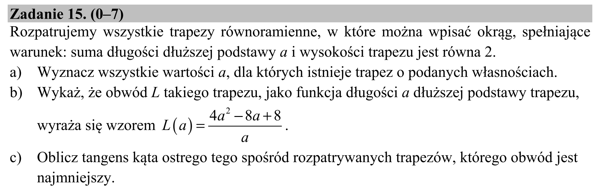 Matura, maj 2018, podgląd zadania 15