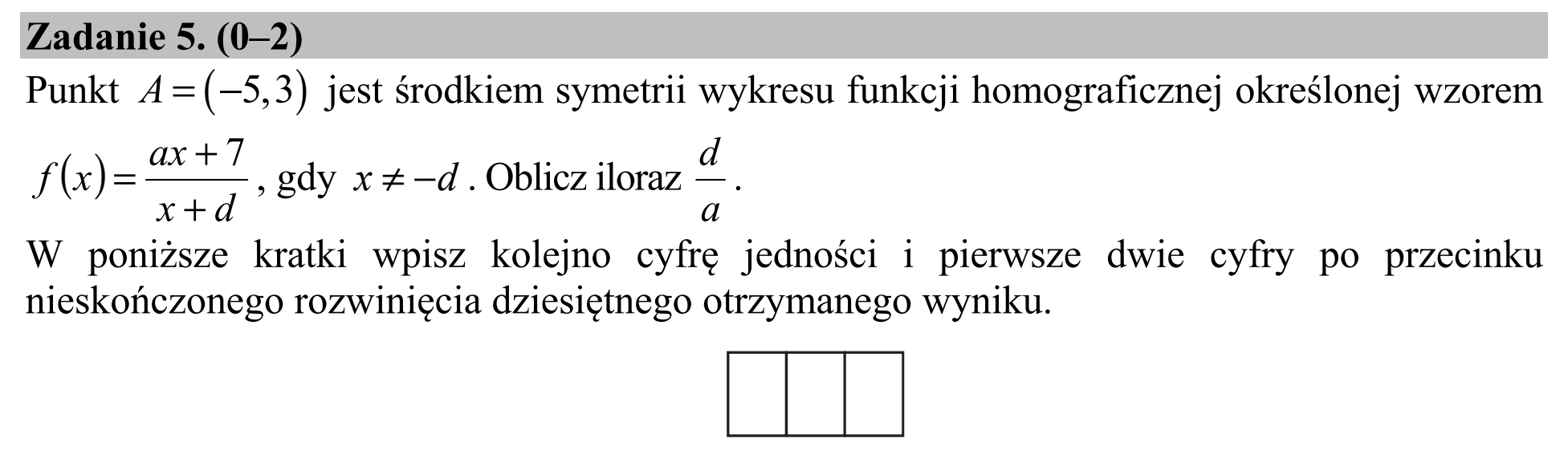 Matura, maj 2018, podgląd zadania 5