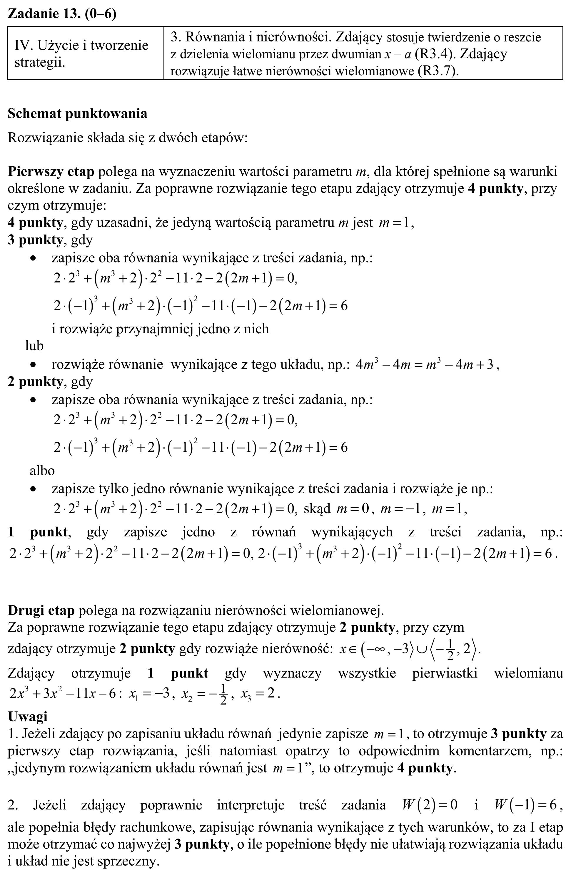 Matura, maj 2019, odpowiedź do zadania 13, fragment 1